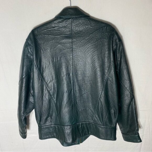 Vintage Northern Spirit Oversized Green Leather Bomber Style Jacket Coat L - Picture 2 of 16
